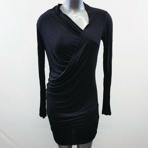 Libby Women's Cowl Neck Bodycon Dress Size Large Black Long Sleeve